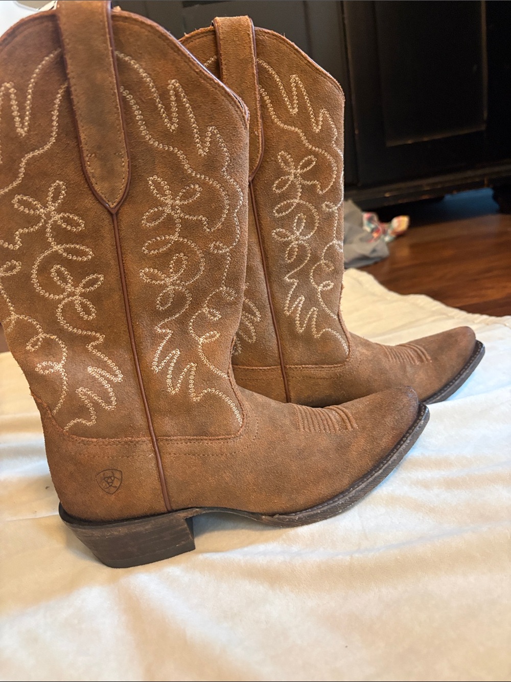 Ariat Brown Suede Western Embroidered Heeled Boots
